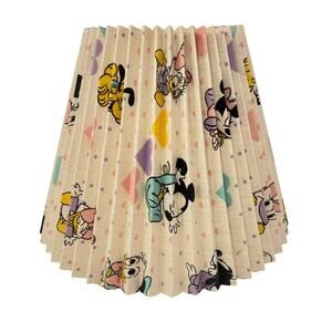 Vintage 80s Disney Mickey Friends Babies Fabric Pleated Lamp Shade Clip On